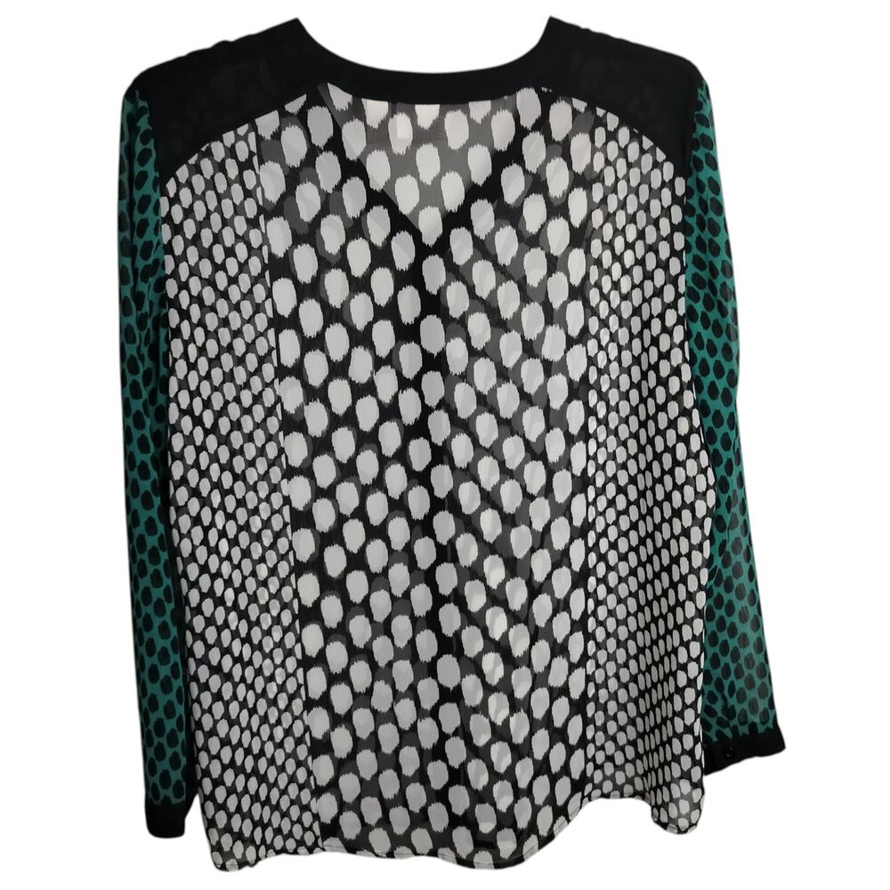 5146)Chico's Sheer Multicolor Geo print Long Sleeve V Neck Blouse 3(US XL/16) - Picture 3 of 8
